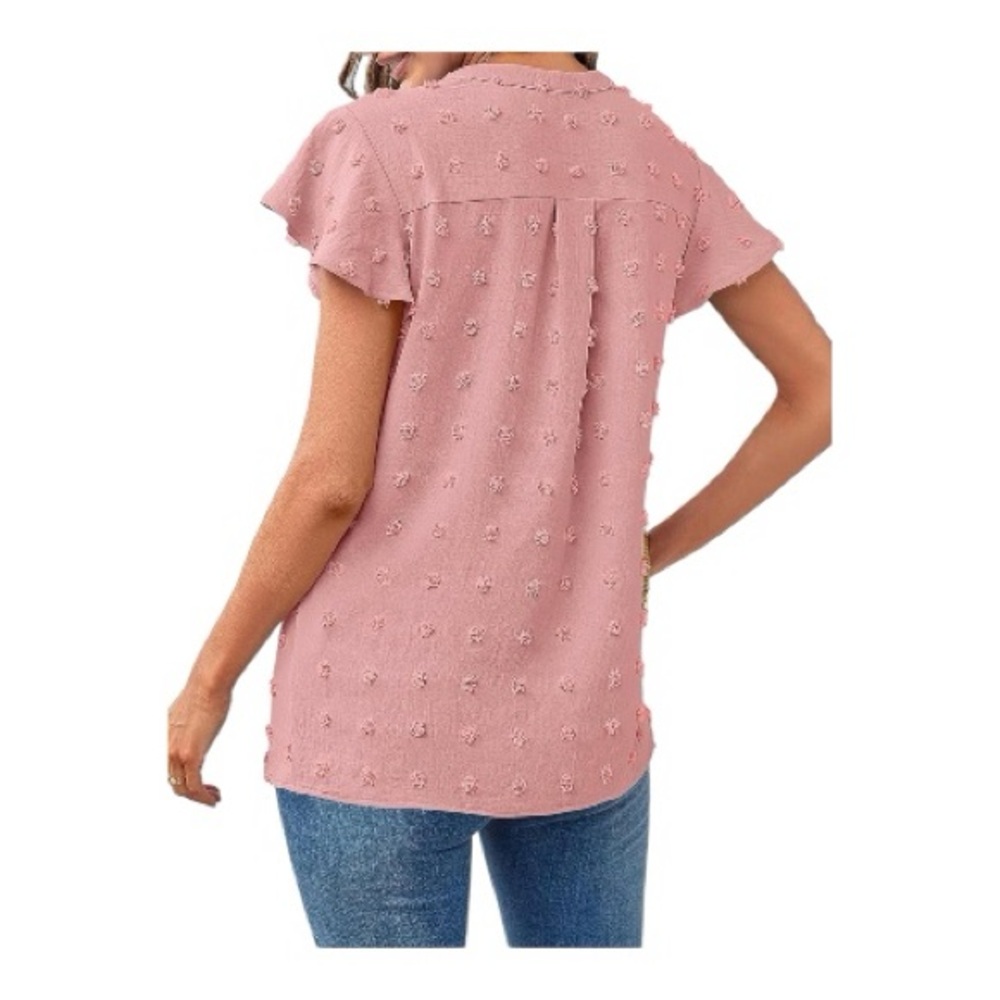 ♥️Merokeety♥️Pink Textured Blouse for Women Size (Med) - Picture 4 of 11